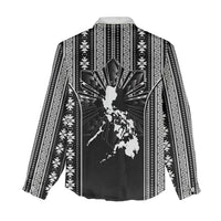 Mabuhay Philippines Festival Women Casual Shirt Filipino Map Black White Igorot Pattern LT14 - Polynesian Pride