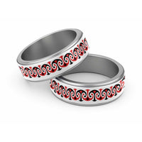 New Zealand Ngutu Kaka Kowhaiwhai Motif Classic Ring - Polynesian Pride