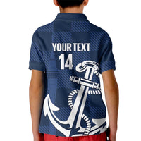 New Zealand Auckland Football Custom Kid Polo Shirt Navy Blue City Anchor Sky Tower Symbol LT14 - Polynesian Pride