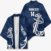 New Zealand Auckland Football Custom Kimono Navy Blue City Anchor Sky Tower Symbol LT14 - Polynesian Pride