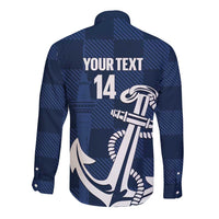 New Zealand Auckland Football Custom Long Sleeve Button Shirt Navy Blue City Anchor Sky Tower Symbol LT14 - Polynesian Pride