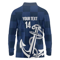 New Zealand Auckland Football Custom Long Sleeve Polo Shirt Navy Blue City Anchor Sky Tower Symbol LT14 - Polynesian Pride