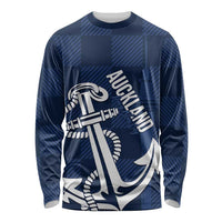 New Zealand Auckland Football Custom Long Sleeve Shirt Navy Blue City Anchor Sky Tower Symbol LT14 Unisex Navy Blue - Polynesian Pride