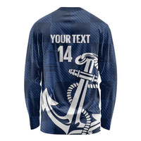New Zealand Auckland Football Custom Long Sleeve Shirt Navy Blue City Anchor Sky Tower Symbol LT14 - Polynesian Pride