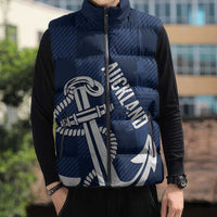 New Zealand Auckland Football Custom Sleeveless Puffer Jacket Navy Blue City Anchor Sky Tower Symbol LT14 - Polynesian Pride
