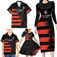 Custom New Caledonia Football Family Matching Long Sleeve Bodycon Dress and Hawaiian Shirt Allez Les Cagous Polynesian Pattern LT14 - Polynesian Pride