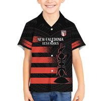 Custom New Caledonia Football Family Matching Summer Maxi Dress and Hawaiian Shirt Allez Les Cagous Polynesian Pattern LT14 Son's Shirt Black - Polynesian Pride