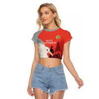 Custom Nouvelle-Caledonie Football Raglan Cropped T Shirt Allez Les Cagous Simple Style