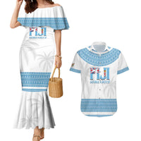Custom Fiji Tapa Football Couples Matching Mermaid Dress and Hawaiian Shirt Go Bula Boy! LT14 White - Polynesian Pride