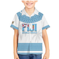 Custom Fiji Tapa Football Family Matching Mermaid Dress and Hawaiian Shirt Go Bula Boy! LT14 Son's Shirt White - Polynesian Pride