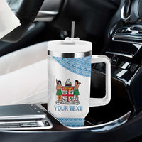 Custom Fiji Tapa Football Tumbler With Handle Go Bula Boy!