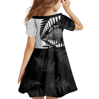New Zealand Silver Fern Curling Personalised Family Matching Mermaid Dress and Hawaiian Shirt Aotearoa Kiwi Ponga Black White Version LT14 - Polynesian Pride