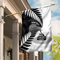 New Zealand Silver Fern Curling Personalised Garden Flag Aotearoa Kiwi Ponga Black White Version - Polynesian Pride