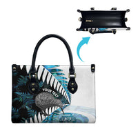 New Zealand Silver Fern Curling Personalised Leather Bag Aotearoa Kiwi Ponga Paua Shell Version - Polynesian Pride