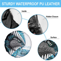 New Zealand Silver Fern Curling Personalised Spare Tire Cover Aotearoa Kiwi Ponga Paua Shell Version - Polynesian Pride