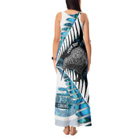 New Zealand Silver Fern Curling Personalised Tank Maxi Dress Aotearoa Kiwi Ponga Paua Shell Version - Polynesian Pride