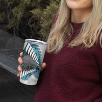New Zealand Silver Fern Curling Personalised Tumbler Cup Aotearoa Kiwi Ponga Paua Shell Version - Polynesian Pride