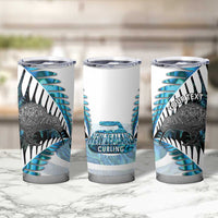 New Zealand Silver Fern Curling Personalised Tumbler Cup Aotearoa Kiwi Ponga Paua Shell Version - Polynesian Pride