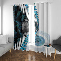 New Zealand Silver Fern Curling Personalised Window Curtain Aotearoa Kiwi Ponga Paua Shell Version - Polynesian Pride