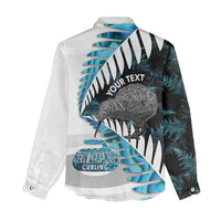 New Zealand Silver Fern Curling Personalised Women Casual Shirt Aotearoa Kiwi Ponga Paua Shell Version - Polynesian Pride