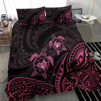Pink Black Polynesia Floral Sea Turtle Bedding Set - Polynesian Pride