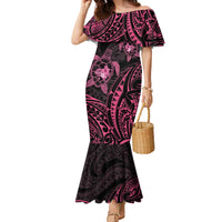 Pink Black Polynesia Floral Sea Turtle Family Matching Mermaid Dress and Hawaiian Shirt - Polynesian Pride