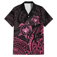 Pink Black Polynesia Floral Sea Turtle Family Matching Summer Maxi Dress and Hawaiian Shirt - Polynesian Pride