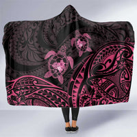 Pink Black Polynesia Floral Sea Turtle Hooded Blanket - Polynesian Pride