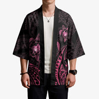 Pink Black Polynesia Floral Sea Turtle Kimono - Polynesian Pride