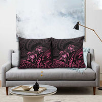 Pink Black Polynesia Floral Sea Turtle Pillow Cover - Polynesian Pride