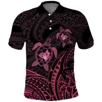 Pink Black Polynesia Floral Sea Turtle Polo Shirt - Polynesian Pride