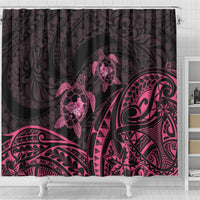 Pink Black Polynesia Floral Sea Turtle Shower Curtain - Polynesian Pride