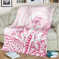 Pink White Polynesia Floral Sea Turtle Blanket - Polynesian Pride