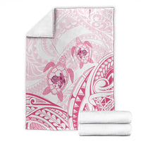 Pink White Polynesia Floral Sea Turtle Blanket - Polynesian Pride