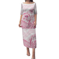 Pink White Polynesia Floral Sea Turtle Family Matching Puletasi and Hawaiian Shirt - Polynesian Pride