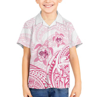 Pink White Polynesia Floral Sea Turtle Family Matching Puletasi and Hawaiian Shirt - Polynesian Pride