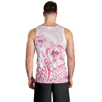 Pink White Polynesia Floral Sea Turtle Men Tank Top - Polynesian Pride
