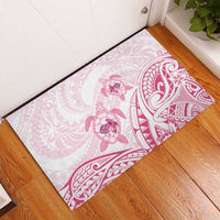 Pink White Polynesia Floral Sea Turtle Rubber Doormat - Polynesian Pride