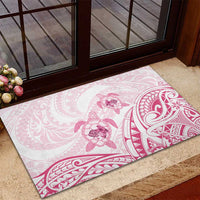 Pink White Polynesia Floral Sea Turtle Rubber Doormat - Polynesian Pride