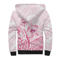 Pink White Polynesia Floral Sea Turtle Sherpa Hoodie - Polynesian Pride