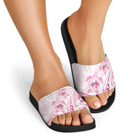 Pink White Polynesia Floral Sea Turtle Slide Sandals - Polynesian Pride