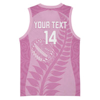 Custom New Zealand Silver Fern Rugby 2025 Basketball Jersey All Black Aotearoa Maori Pink LT14 - Polynesian Pride