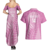 Custom New Zealand Silver Fern Rugby 2025 Couples Matching Summer Maxi Dress and Hawaiian Shirt All Black Aotearoa Maori Pink LT14 - Polynesian Pride