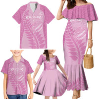 Custom New Zealand Silver Fern Rugby 2025 Family Matching Mermaid Dress and Hawaiian Shirt All Black Aotearoa Maori Pink LT14 - Polynesian Pride
