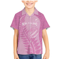 Custom New Zealand Silver Fern Rugby 2025 Family Matching Mermaid Dress and Hawaiian Shirt All Black Aotearoa Maori Pink LT14 Son's Shirt Pink - Polynesian Pride