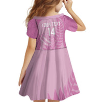 Custom New Zealand Silver Fern Rugby 2025 Family Matching Off The Shoulder Long Sleeve Dress and Hawaiian Shirt All Black Aotearoa Maori Pink LT14 - Polynesian Pride