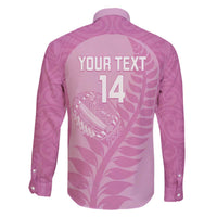 Custom New Zealand Silver Fern Rugby 2025 Family Matching Off The Shoulder Long Sleeve Dress and Hawaiian Shirt All Black Aotearoa Maori Pink LT14 - Polynesian Pride