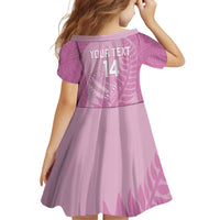 Custom New Zealand Silver Fern Rugby 2025 Family Matching Off Shoulder Short Dress and Hawaiian Shirt All Black Aotearoa Maori Pink LT14 - Polynesian Pride