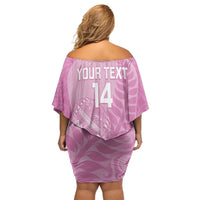 Custom New Zealand Silver Fern Rugby 2025 Family Matching Off Shoulder Short Dress and Hawaiian Shirt All Black Aotearoa Maori Pink LT14 - Polynesian Pride
