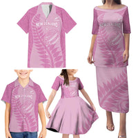Custom New Zealand Silver Fern Rugby 2025 Family Matching Puletasi and Hawaiian Shirt All Black Aotearoa Maori Pink LT14 - Polynesian Pride